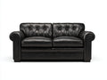 Canapé 2 places - Cuir - 186 x 91 x 82 cm - Noir - Style Chesterfield