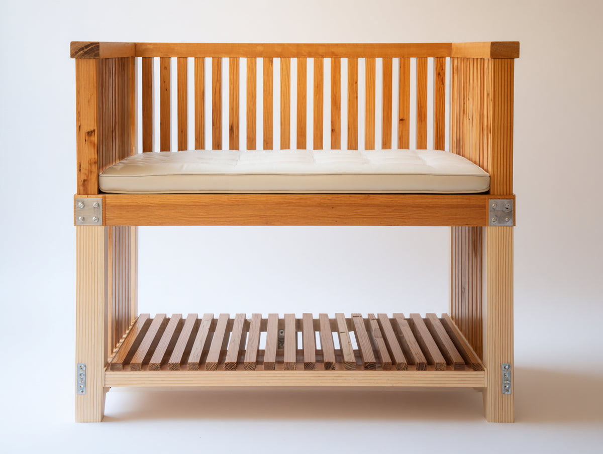 Banc de jardin - Bois-Textile - 125 x 55 x 95 cm - Naturel - Style naturel