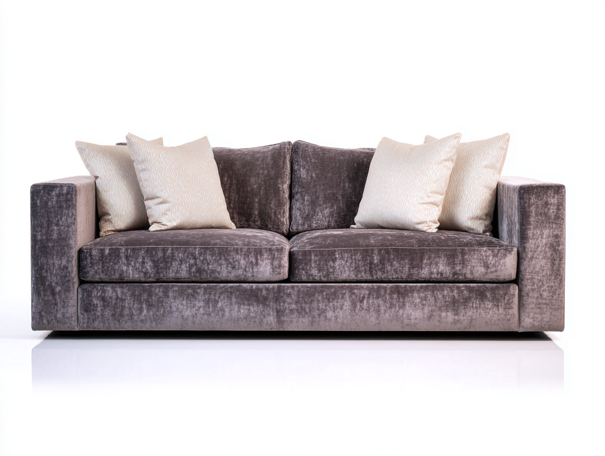 Canapé 2 places - Velours - 188 x 92 x 80 cm - Gris taupe - Style contemporain