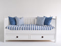 Canapé lit - Bois-Tissu - 220 x 100 x 90 cm - Blanc - Style côtier avec rangement intégré