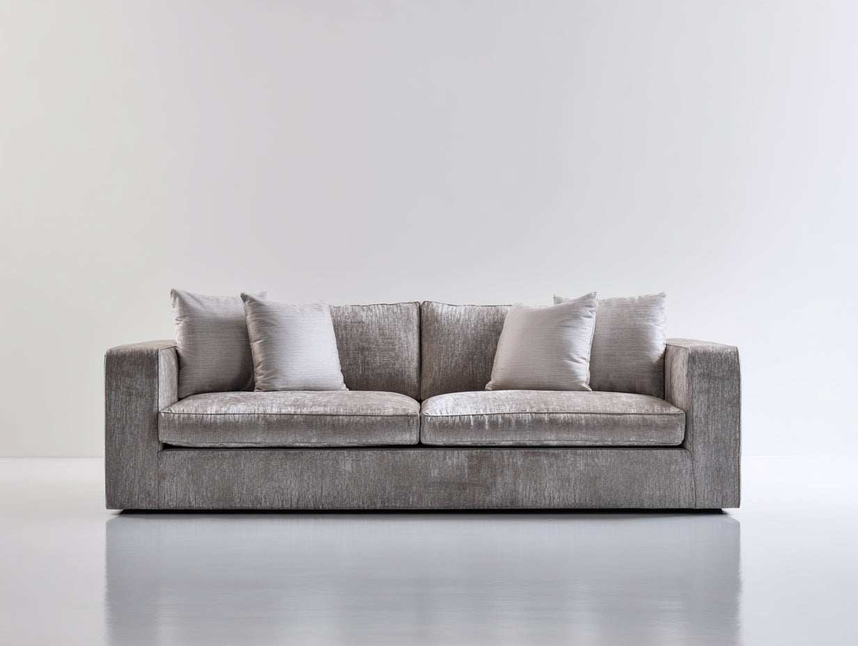 Canapé 2 places - Velours - 190 x 95 x 82 cm - Gris clair - Style contemporain
