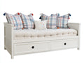 Canapé lit - Bois-Tissu - 220 x 100 x 95 cm - Blanc - Style classique avec rangement intégré