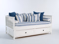 Canapé lit - Bois-Tissu - 220 x 100 x 90 cm - Blanc - Style côtier avec rangement intégré