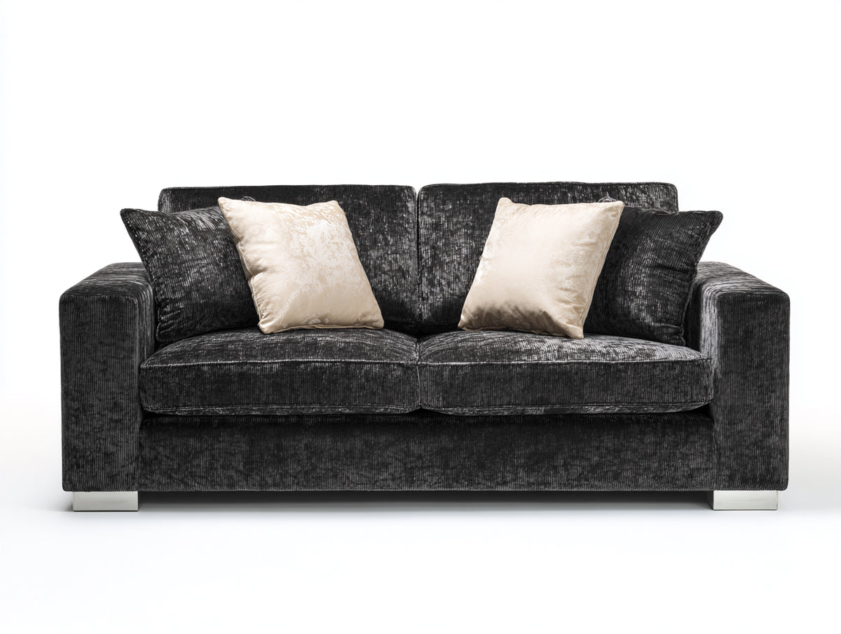 Canapé 2 places - Velours - 188 x 91 x 82 cm - Gris anthracite - Style contemporain