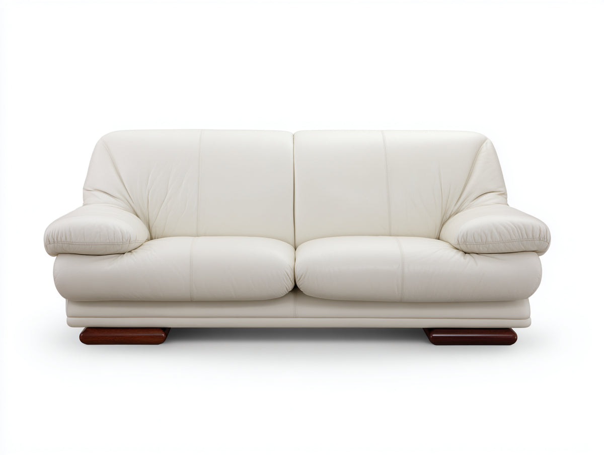 Canapé 2 places - Cuir - 185 x 92 x 82 cm - Blanc - Style moderne