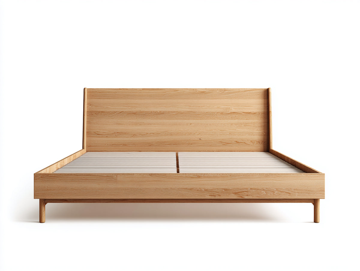 Lit double - Bois - 210 x 170 x 105 cm - Bois naturel - Style contemporain