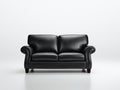 Canapé 2 places - Cuir - 175 x 89 x 81 cm - Noir - Style classique