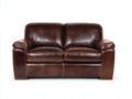 Canapé 2 places - Cuir - 176 x 90 x 82 cm - Marron chocolat - Style classique