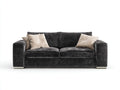 Canapé 2 places - Velours - 186 x 94 x 81 cm - Gris anthracite - Style contemporain