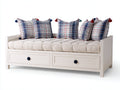Canapé lit - Bois-Tissu - 220 x 100 x 90 cm - Blanc - Style classique avec rangement intégré