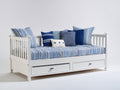 Canapé lit - Bois-Tissu - 210 x 95 x 90 cm - Blanc - Style côtier avec rangement intégré