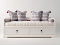 Canapé lit - Bois-Tissu - 220 x 100 x 90 cm - Blanc - Style classique avec rangement intégré