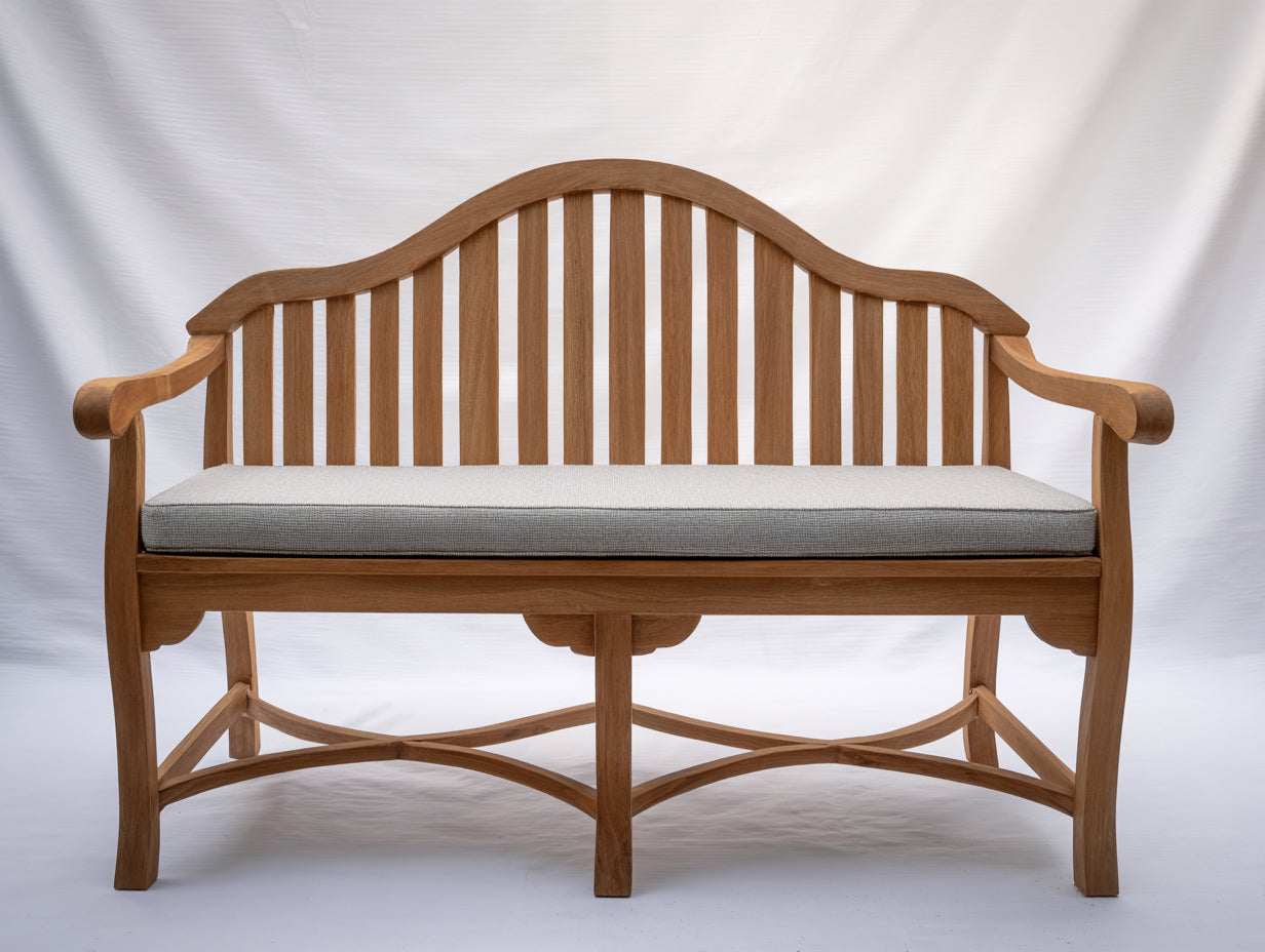 Banc de jardin - Bois-Textile - 145 x 62 x 98 cm - Marron - Style classique