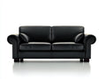 Canapé 2 places - Cuir - 182 x 90 x 82 cm - Noir - Style classique
