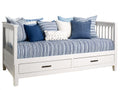 Canapé lit - Bois-Tissu - 205 x 95 x 90 cm - Blanc - Style côtier avec rangement intégré
