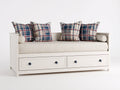 Canapé lit - Bois-Tissu - 215 x 100 x 90 cm - Blanc - Style classique avec rangement intégré