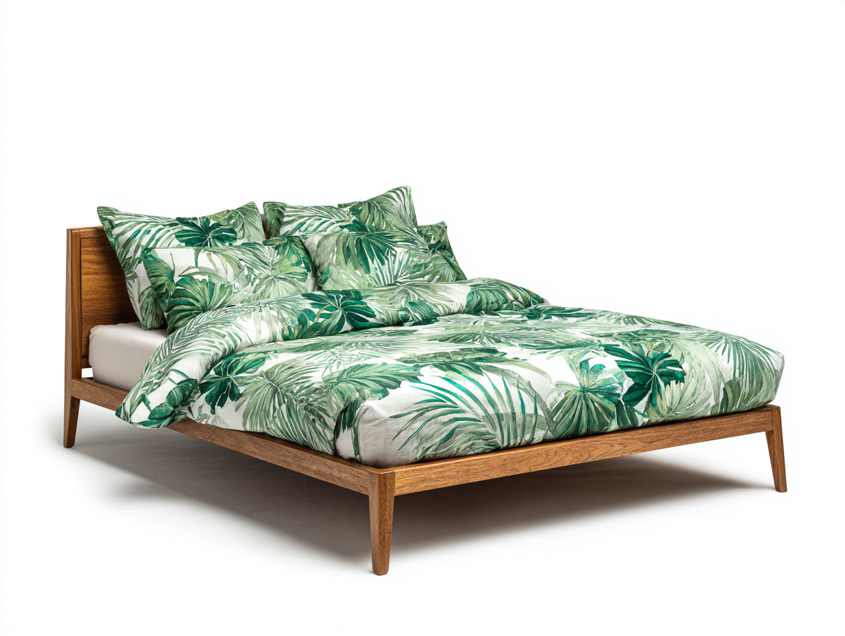 Lit double - Bois - 210 x 180 x 100 cm - Bois naturel - Style scandinave