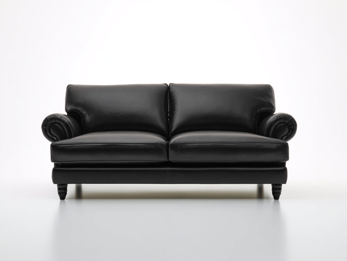 Canapé 2 places - Cuir - 181 x 92 x 82 cm - Noir - Style classique