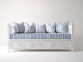 Canapé lit - Bois-Tissu - 205 x 90 x 90 cm - Blanc - Style côtier avec rangement intégré