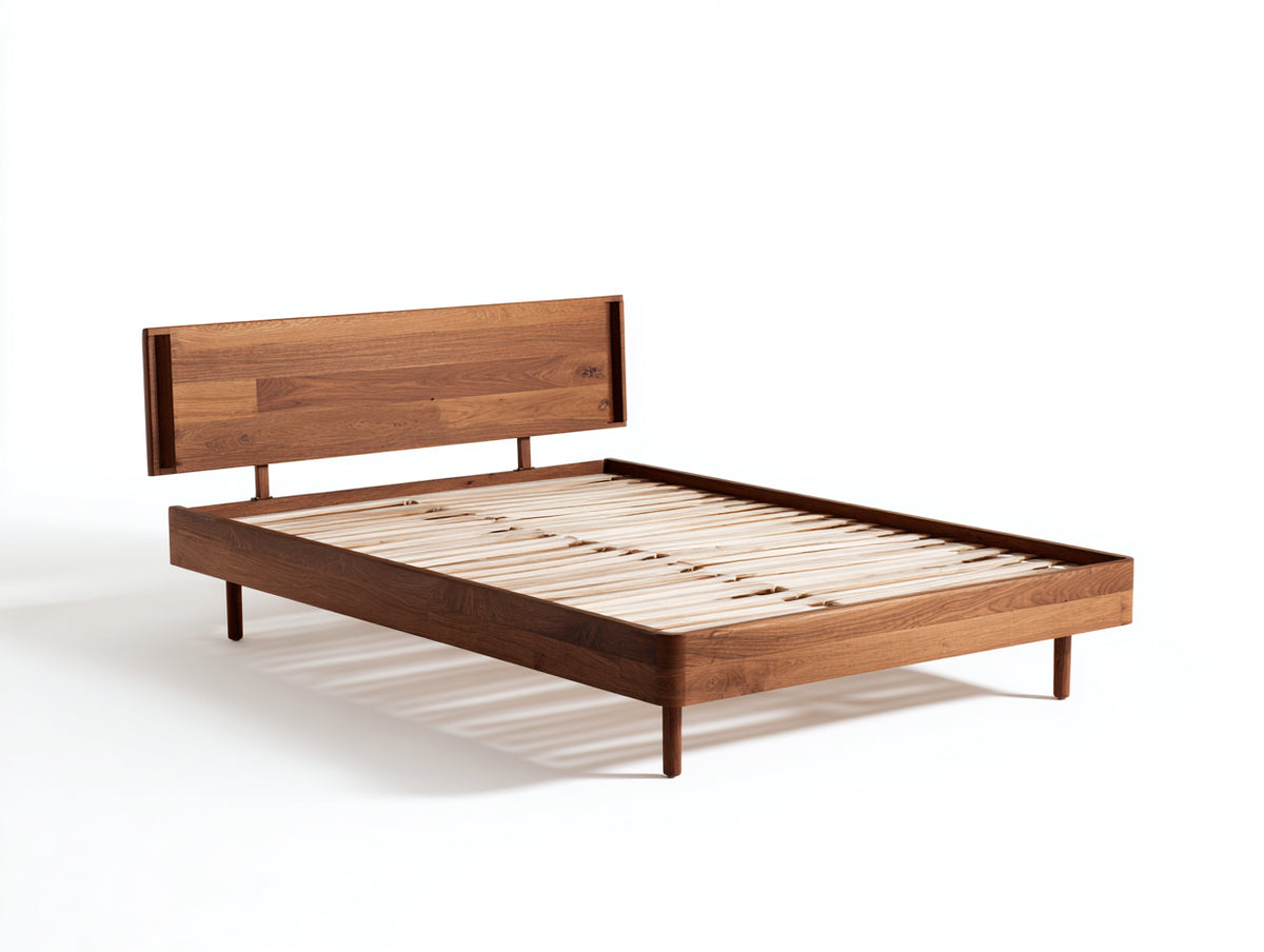 Lit double - Bois - 215 x 180 x 105 cm - Bois naturel - Style contemporain