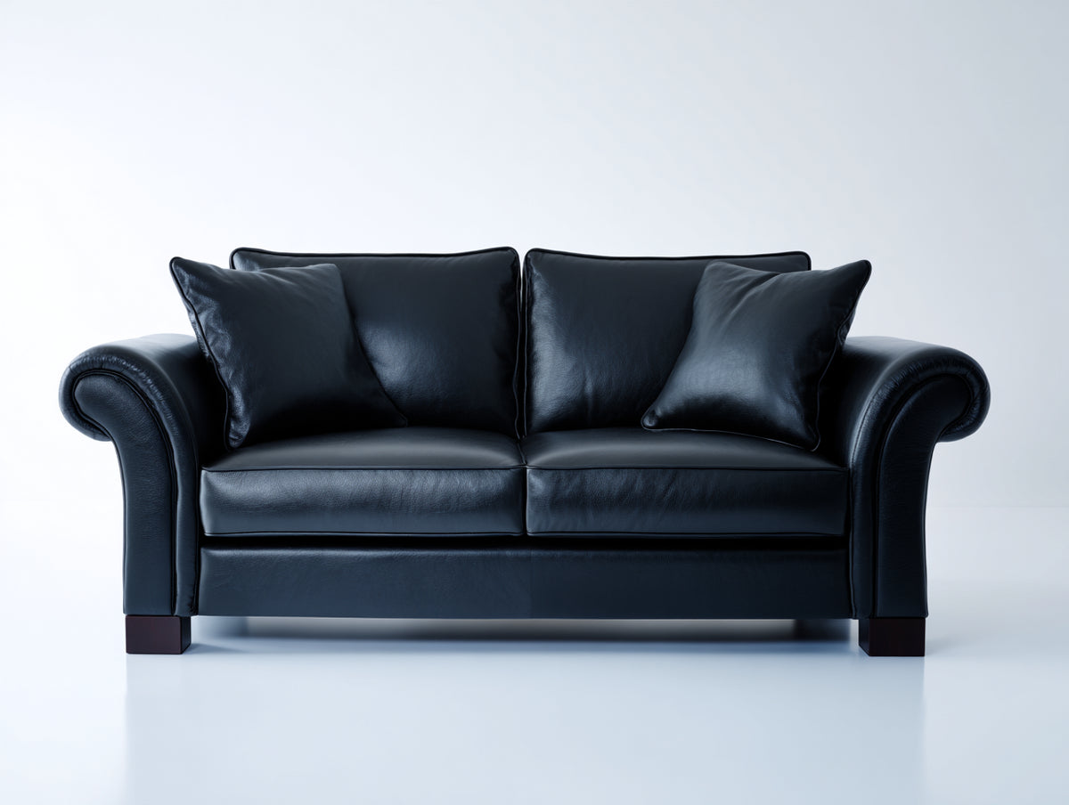 Canapé 2 places - Cuir - 184 x 91 x 83 cm - Noir - Style classique