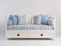 Canapé lit - Bois-Tissu - 210 x 100 x 90 cm - Blanc - Style côtier avec rangement intégré