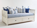 Canapé lit - Bois-Tissu - 220 x 100 x 90 cm - Blanc - Style côtier avec rangement intégré